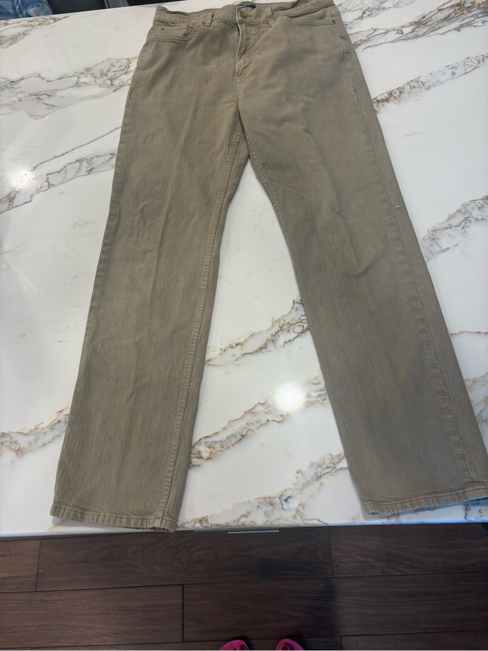 Men's Tan Straight-Leg Cotton Pants